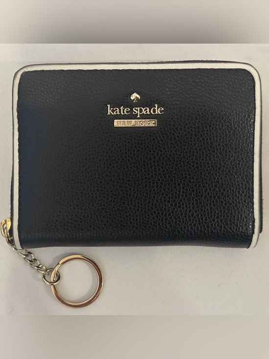 kate spade Accessories - kate spade Black Leather Card Holder with Gold Logo and Keyring